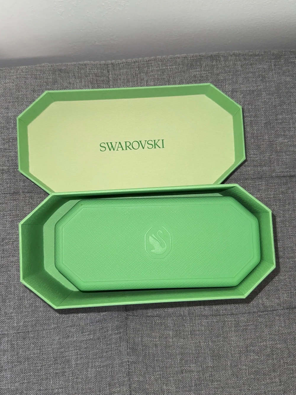 Swarovski Green Octagonal Jewelry Boxes with Pale Lime Interior
